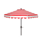 Parapluie à manivelle rayé SAFAVIEH Nargiz de 2,7 m, à motif festonné