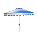 Parapluie à manivelle rayé SAFAVIEH Nargiz de 2,7 m, à motif festonné