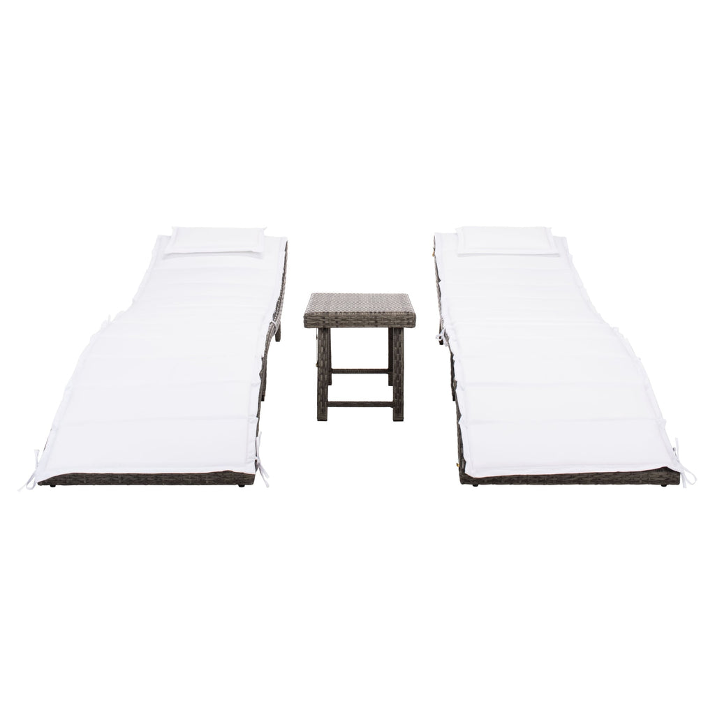 Ensemble de chaises longues d'extérieur Blaguna 3 pièces SAFAVIEH - 83 L x 20 P x 24 H