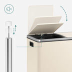 Poubelle double SONGMICS, 16 gallons, en acier inoxydable, couleur amande