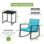 Ensemble bistrot à bascule d'extérieur en métal noir SUNCROWN 3 pièces