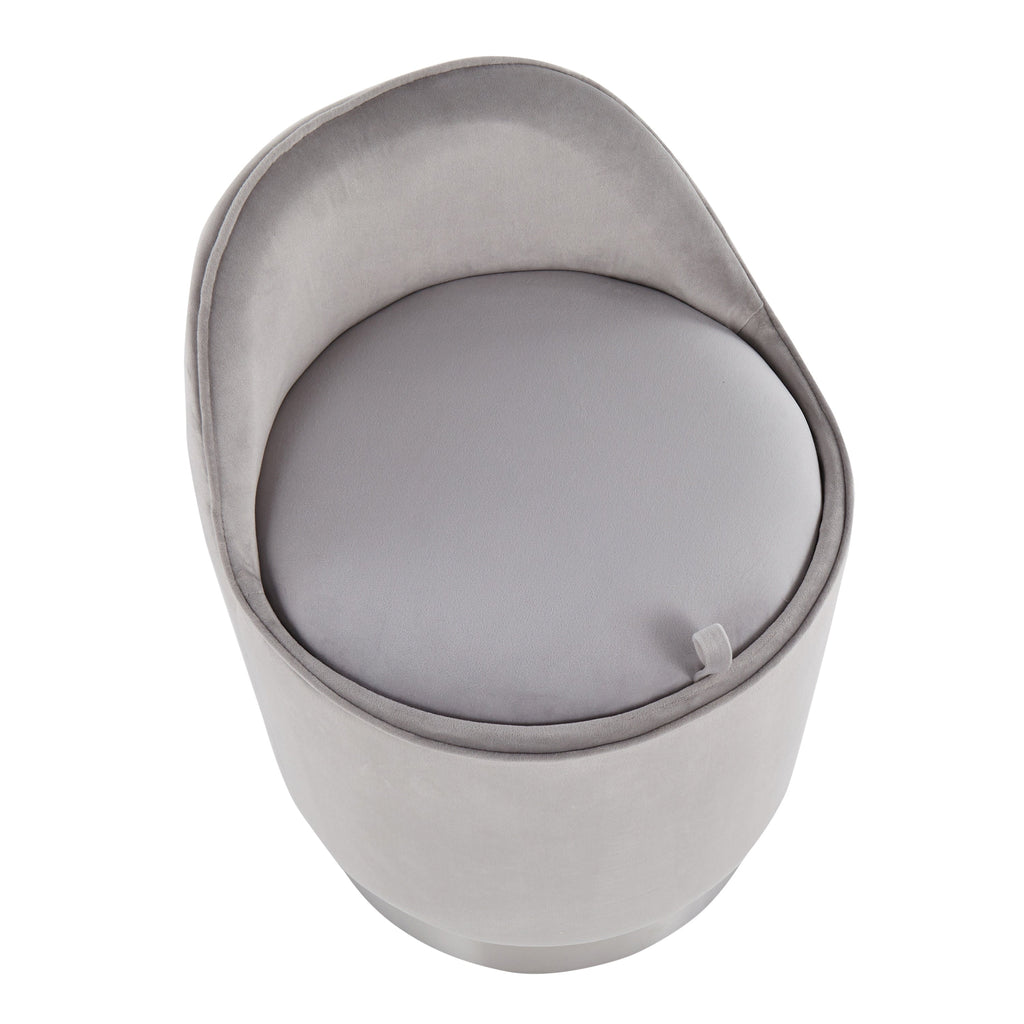 Tabouret de coiffeuse pivotant en velours Silver Orchid Corday