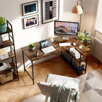 Petit bureau en L avec étagères de rangement Bureau d'ordinateur d'angle