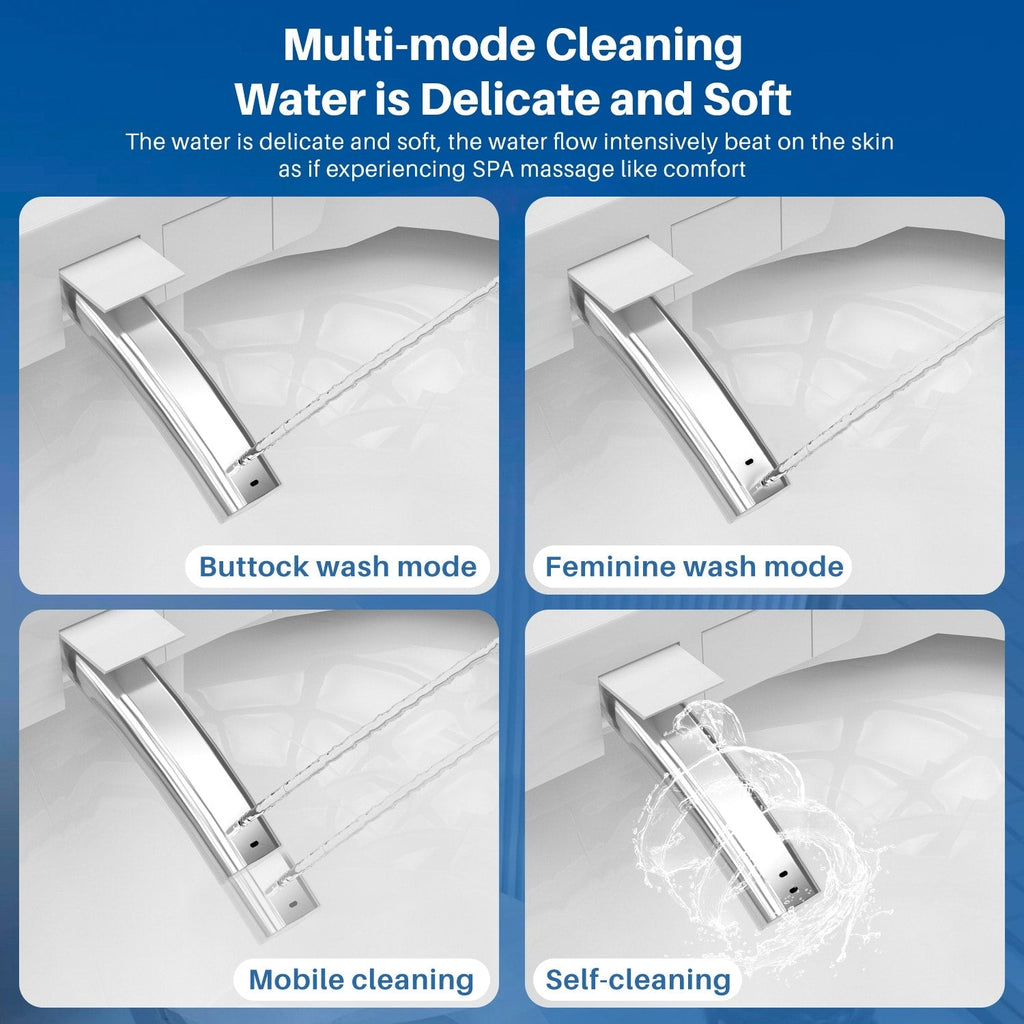 Toilettes intelligentes, toilettes bidet monobloc pour salles de bains, toilettes allongées modernes avec eau chaude, double chasse d'eau automatique, fonctionnement par capteur de pied