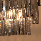 Lustre contemporain en cristal gris fumé et noir de 47 po, luminaire suspendu linéaire à deux niveaux pour îlot de cuisine et salle à manger