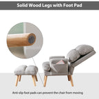 Fauteuil de salon décontracté en tissu doux avec dossier et pieds réglables