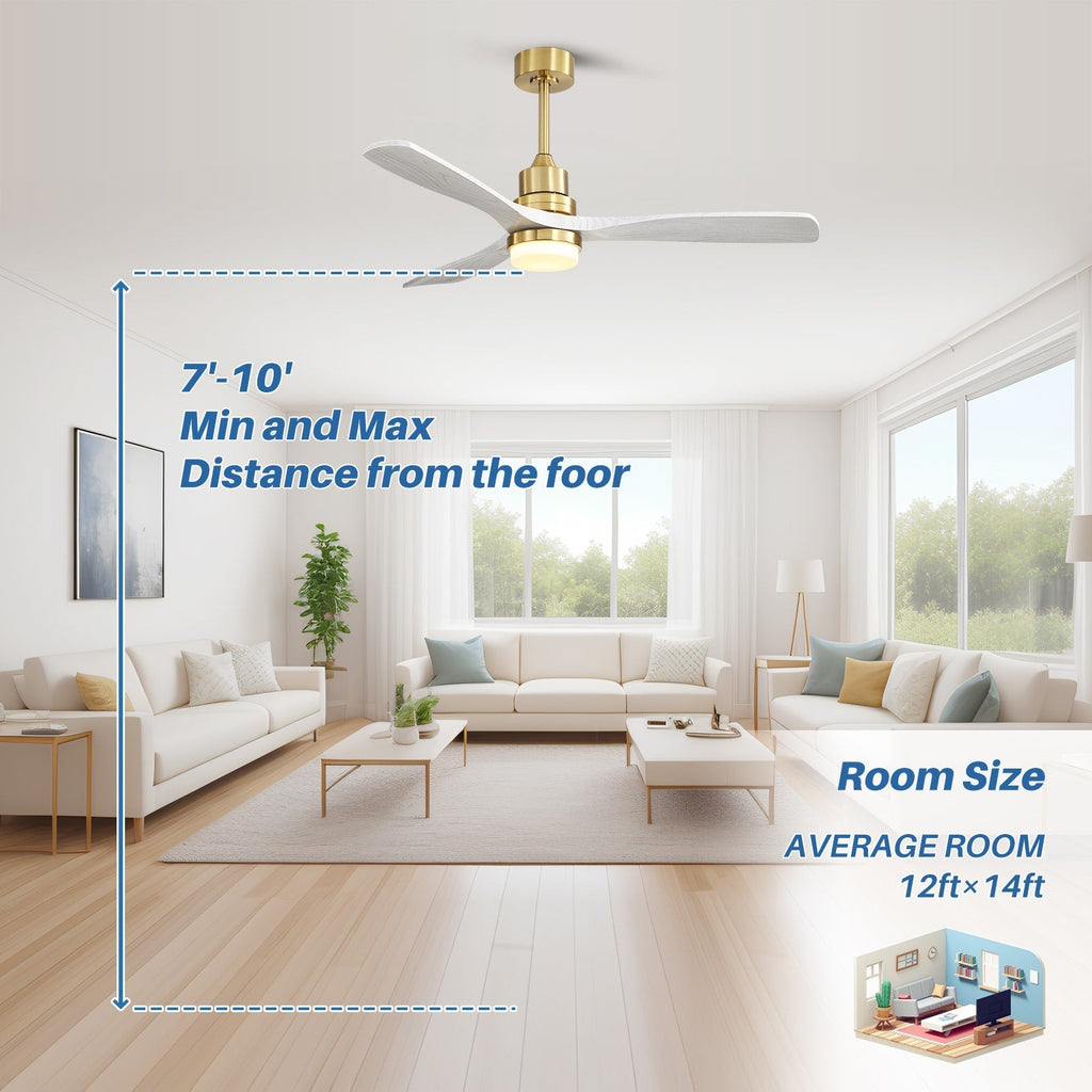 Ventilateur de plafond d'intérieur en bois Sofucor 52 avec télécommande et éclairage intégré en option