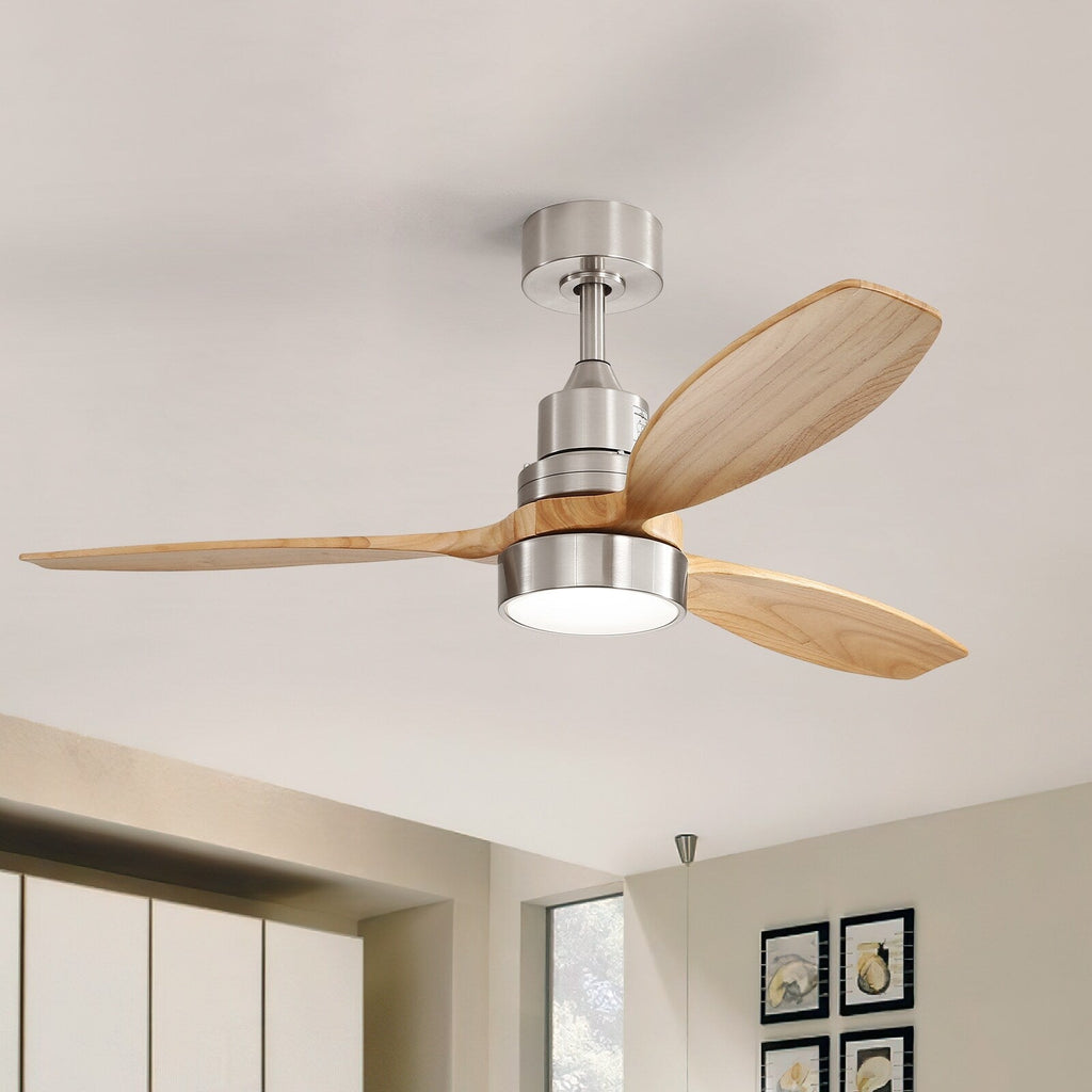 Ventilateur de plafond d'intérieur en bois Sofucor 52 avec télécommande et éclairage intégré en option