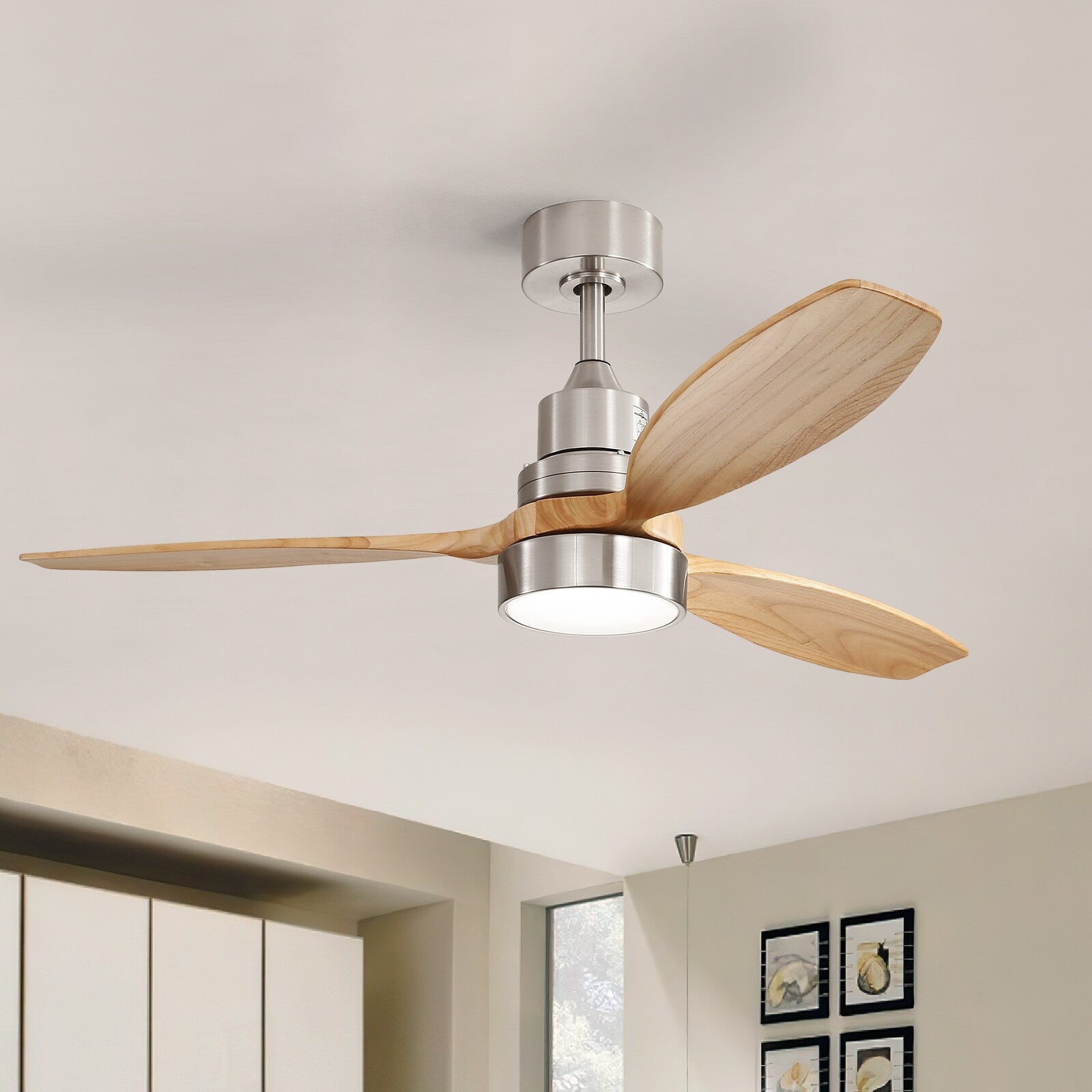 Ventilateur de plafond d'intérieur en bois Sofucor 52 avec télécommande et éclairage intégré en option