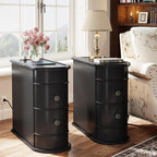 Table d'appoint étroite à deux tiroirs en bois massif