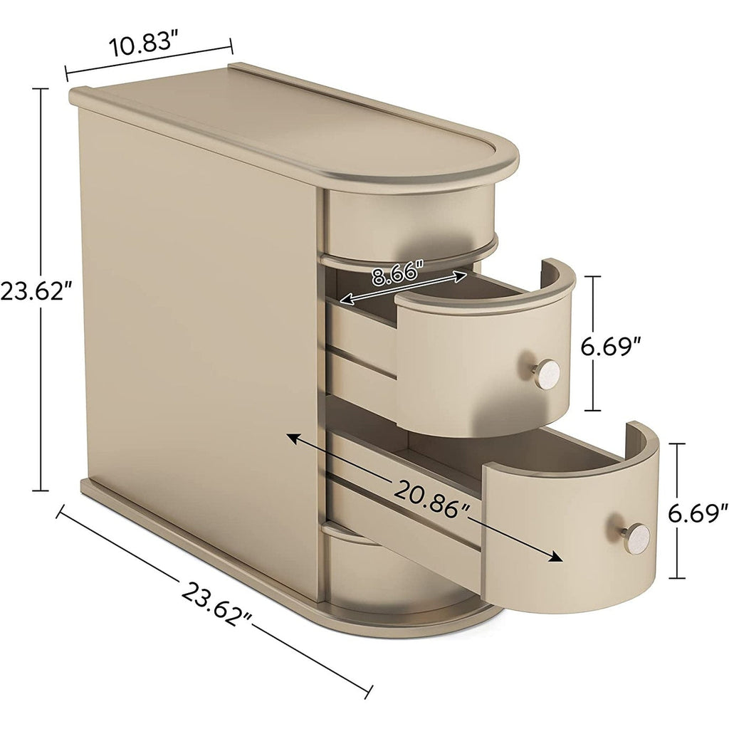 Table d'appoint étroite à deux tiroirs en bois massif