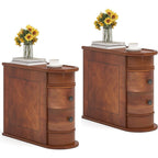 Table d'appoint étroite à deux tiroirs en bois massif