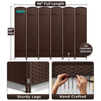 Séparateur de pièce Sorbus à 6 panneaux, cloison de séparation extra large et pliable, tissé à la main, à double charnière, en maille - 1,8 m