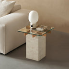 Lattice Glass Marble Side Table