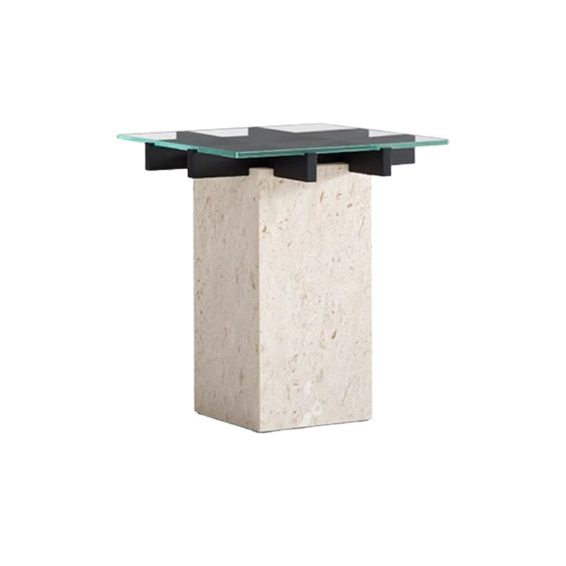 Lattice Glass Marble Side Table