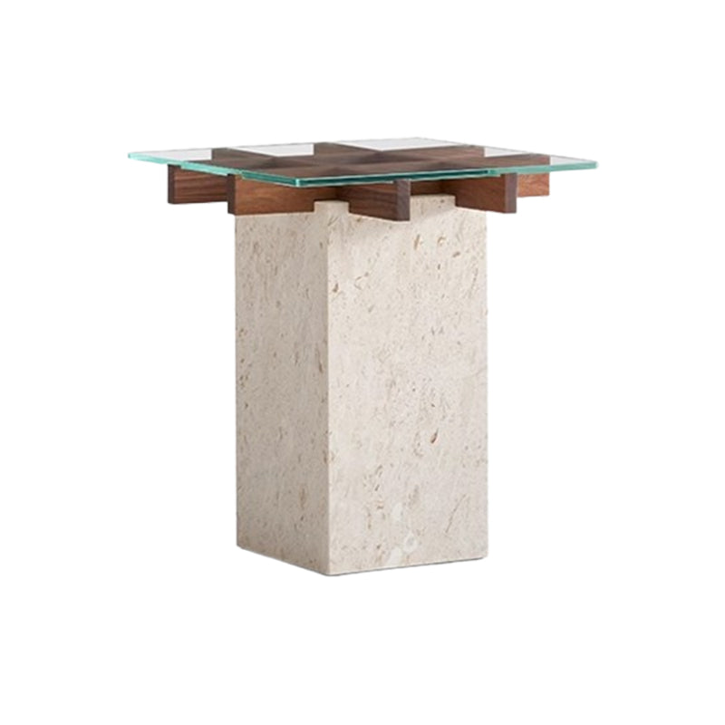 Lattice Glass Marble Side Table