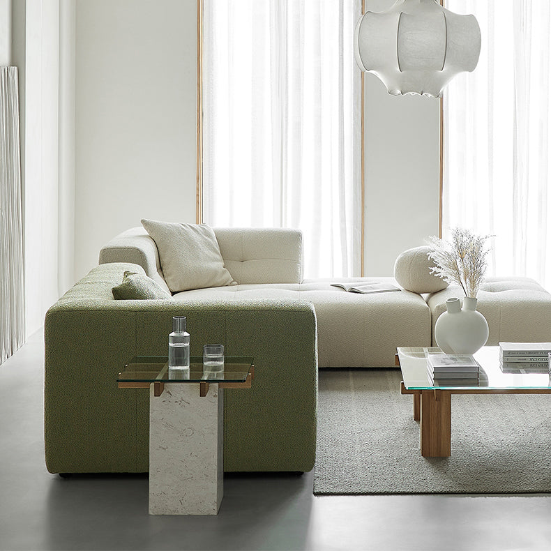 Lattice Glass Marble Side Table