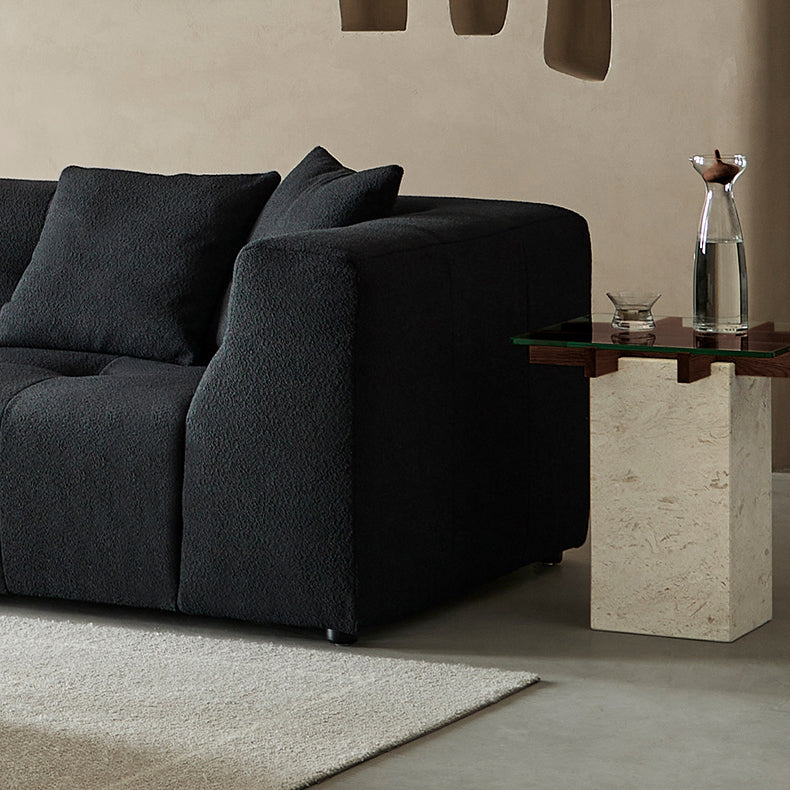 Lattice Glass Marble Side Table