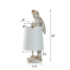 Lampe de bureau StyleCraft Malta en cuivre blanc délavé, motif lapin