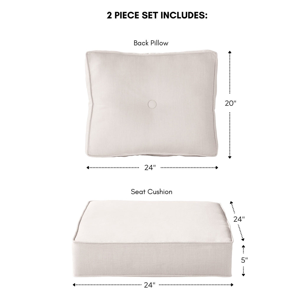 Ensemble de coussins d'extérieur à siège profond Sunbrella de qualité supérieure, 2 pièces