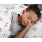 Ensemble de couette 3 pièces pour garçon, collection Sports, motif de baseball rouge, blanc et bleu, taille double/queen