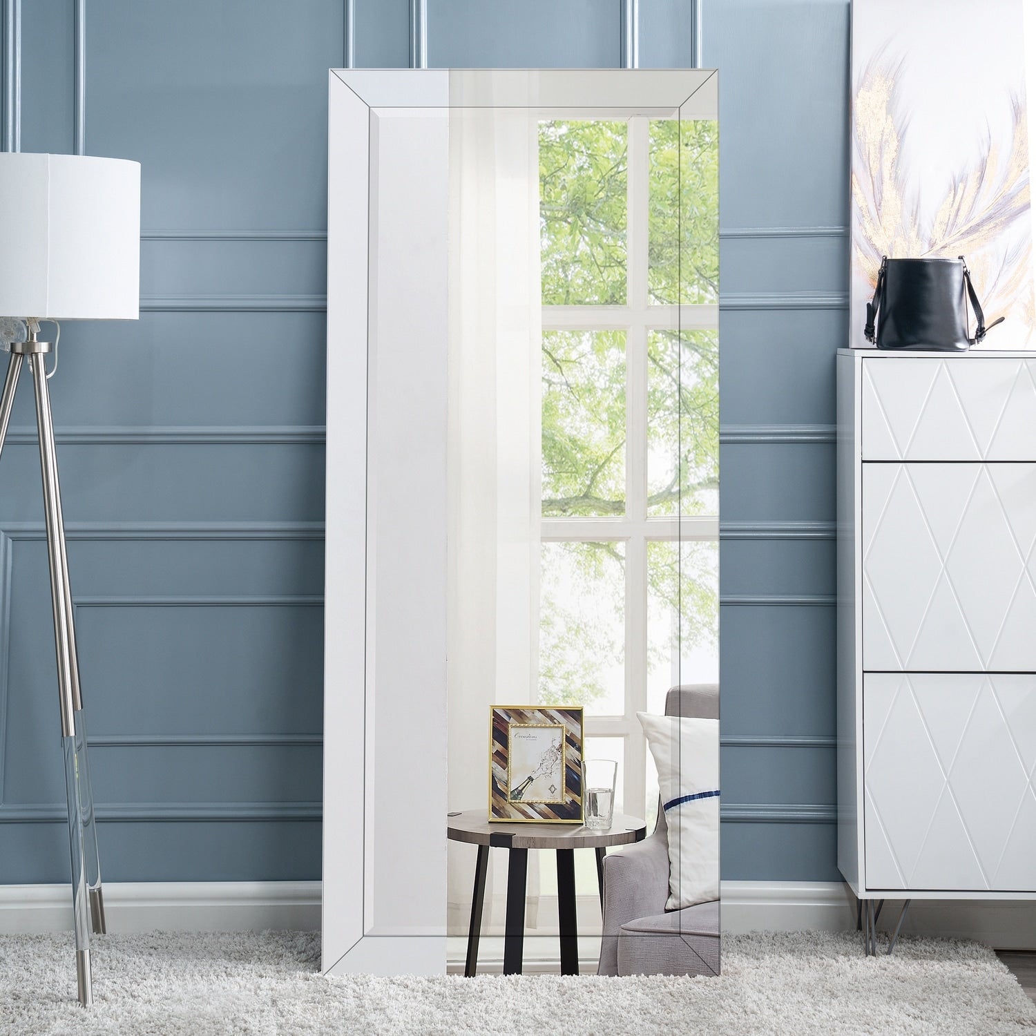 Grand miroir perlé pleine longueur - Miroir surdimensionné sur toute la longueur, sur pied ou à fixer au mur