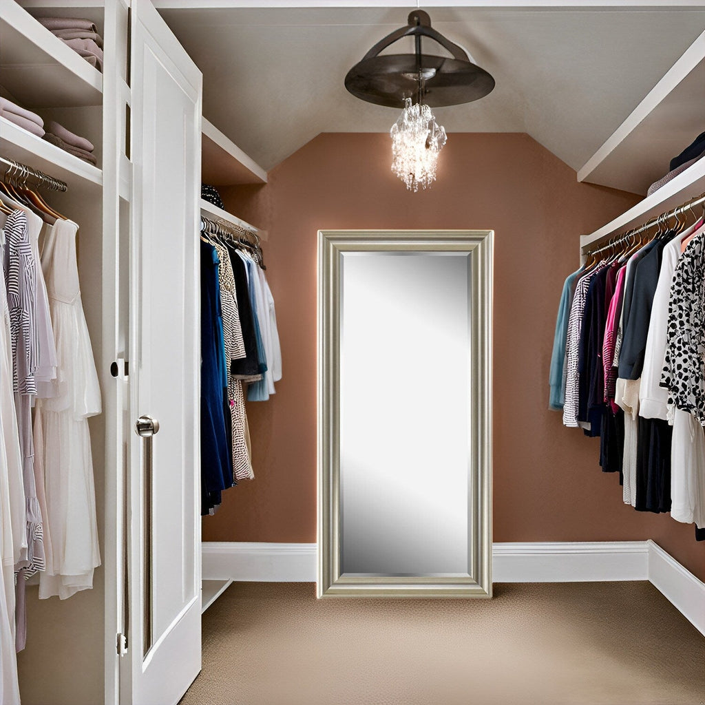 Grand miroir sur toute la surface, miroir surdimensionné, cadre en imitation bois lisse, miroir rectangulaire à suspendre au mur