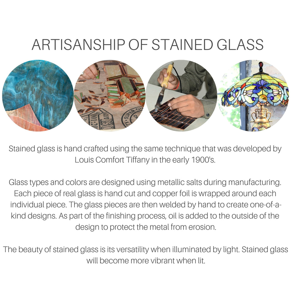 Ventilateur de plafond Halston en vitrail de style Tiffany - Épice - 52L x 52W x 19H - 52L x 52W x 19H