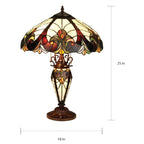 Lampe de table victorienne de style Tiffany à 2 + 1 lumières