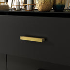 Commode double Timechee à 6 tiroirs, 47,2 po de largeur, pieds en bois massif, coffre laqué