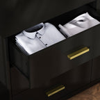 Commode double Timechee à 6 tiroirs, 47,2 po de largeur, pieds en bois massif, coffre laqué