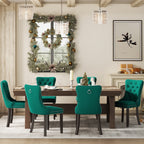 Chaise de salle à manger capitonnée en velours avec pieds en bois massif, lot de 6