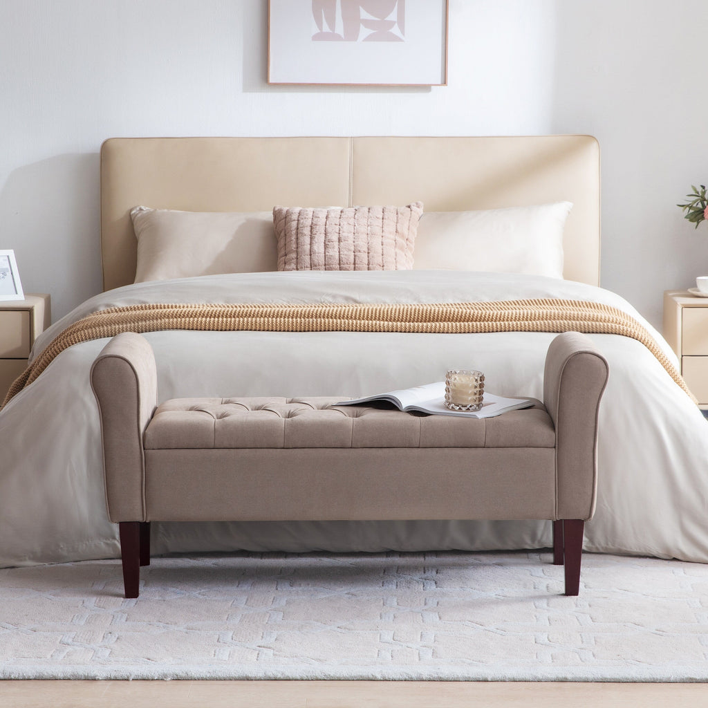 Banc de rangement rembourré, banc d'entrée avec dessus rabattable touffeté, 50,4 pouces