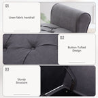 Banc de rangement rembourré, banc d'entrée avec dessus rabattable touffeté, 50,4 pouces