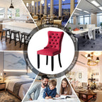 Chaise de salle à manger capitonnée en velours avec pieds en bois massif, lot de 6