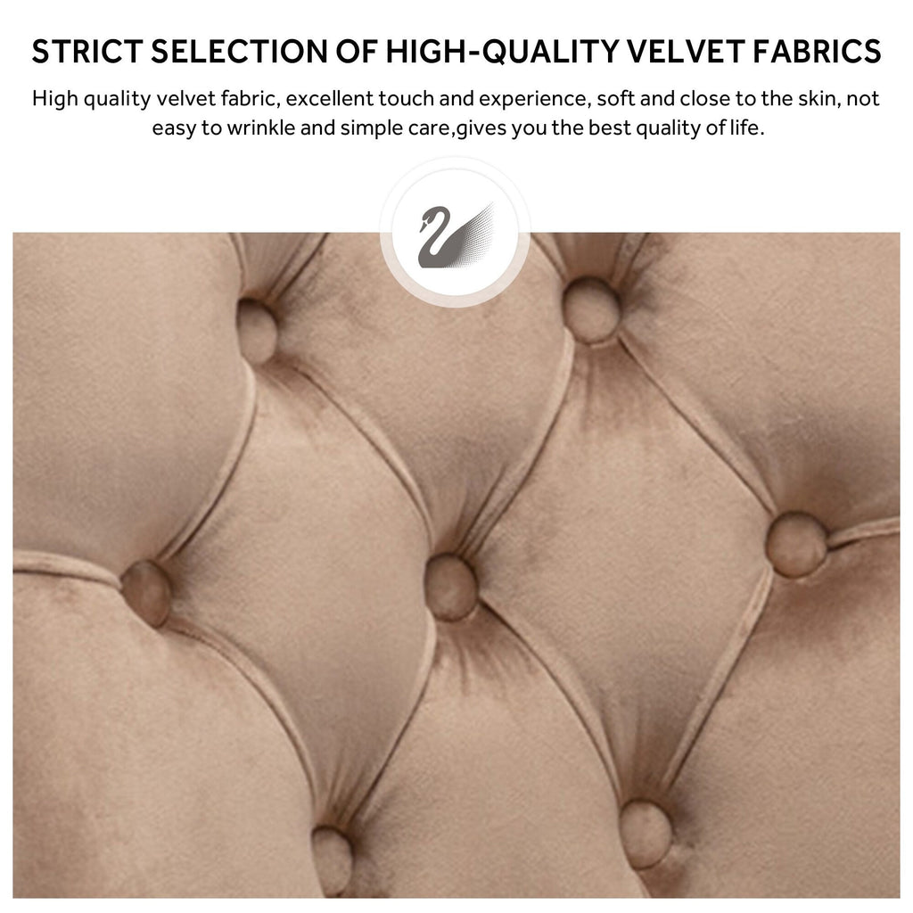 Chaise de salle à manger capitonnée en velours avec pieds en bois massif, lot de 6