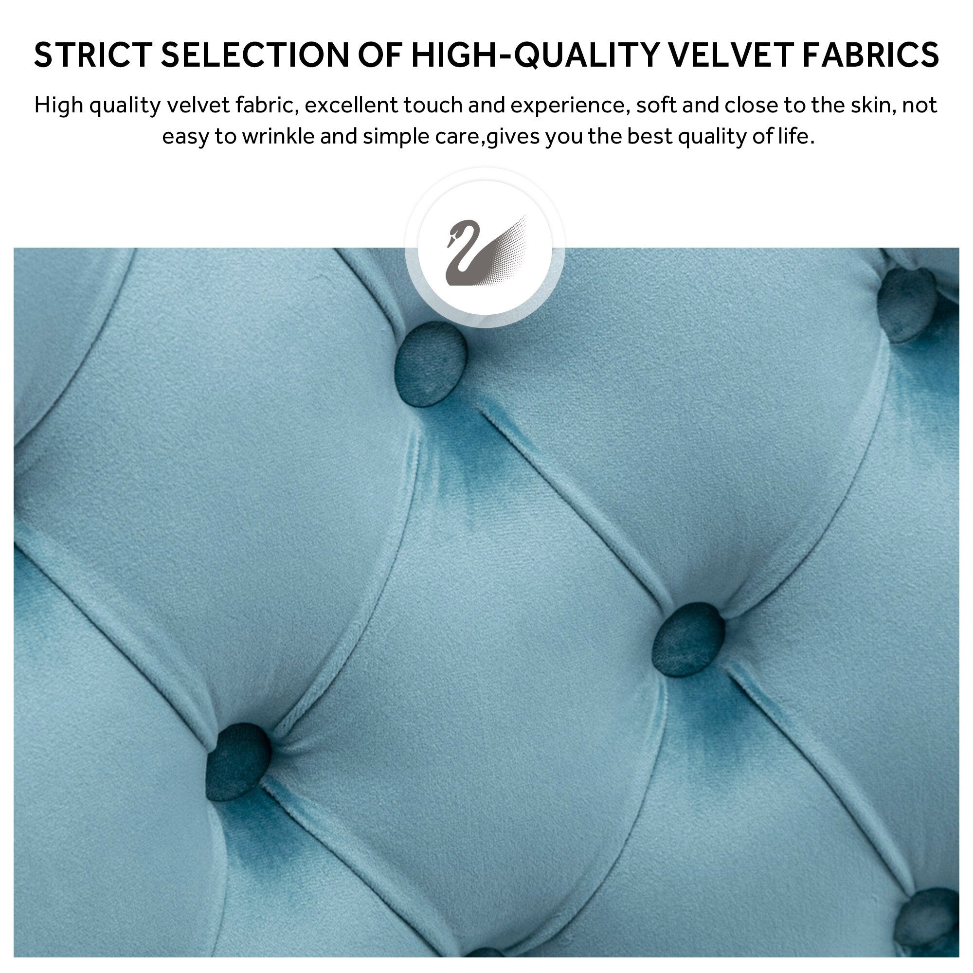 Chaise de salle à manger capitonnée en velours avec pieds en bois massif, lot de 6