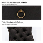 Chaise de salle à manger capitonnée en velours avec pieds en bois massif, lot de 6