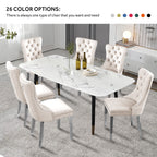 Chaise de salle à manger capitonnée en velours avec pieds en bois massif, lot de 6