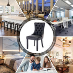 Chaise de salle à manger capitonnée en velours avec pieds en bois massif, lot de 6