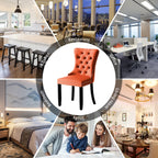 Chaise de salle à manger capitonnée en velours avec pieds en bois massif, lot de 6