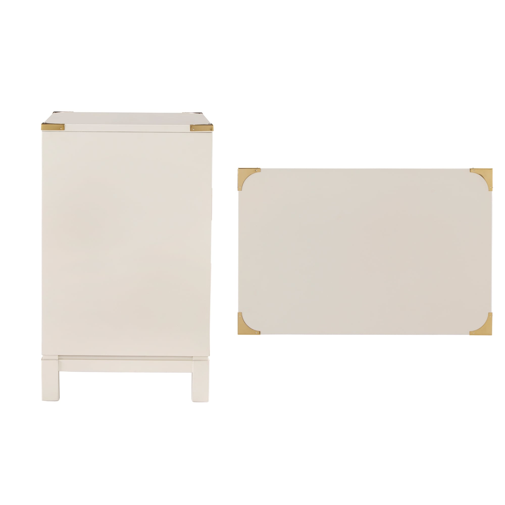 Table de chevet Valoria à 3 tiroirs avec accents dorés