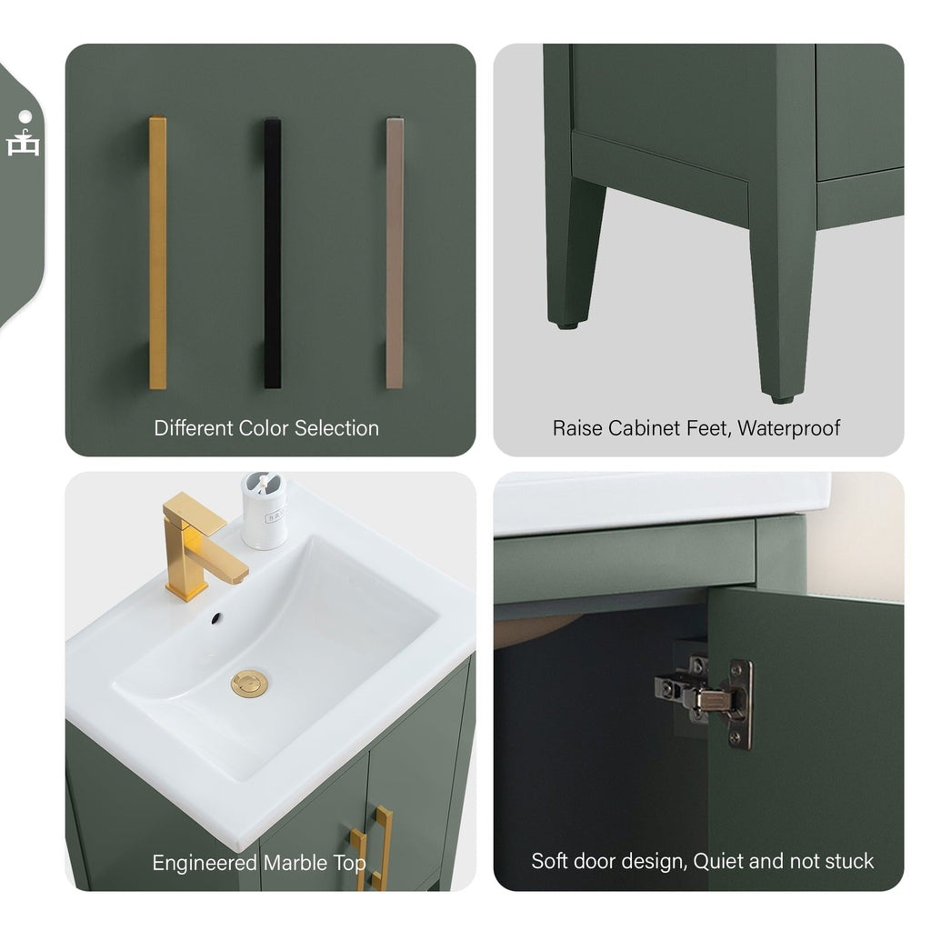 Meuble-lavabo simple Vanity Art 20, 24 ou 30 avec dessus en céramique