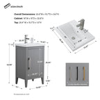 Meuble-lavabo simple Vanity Art 20, 24 ou 30 avec dessus en céramique