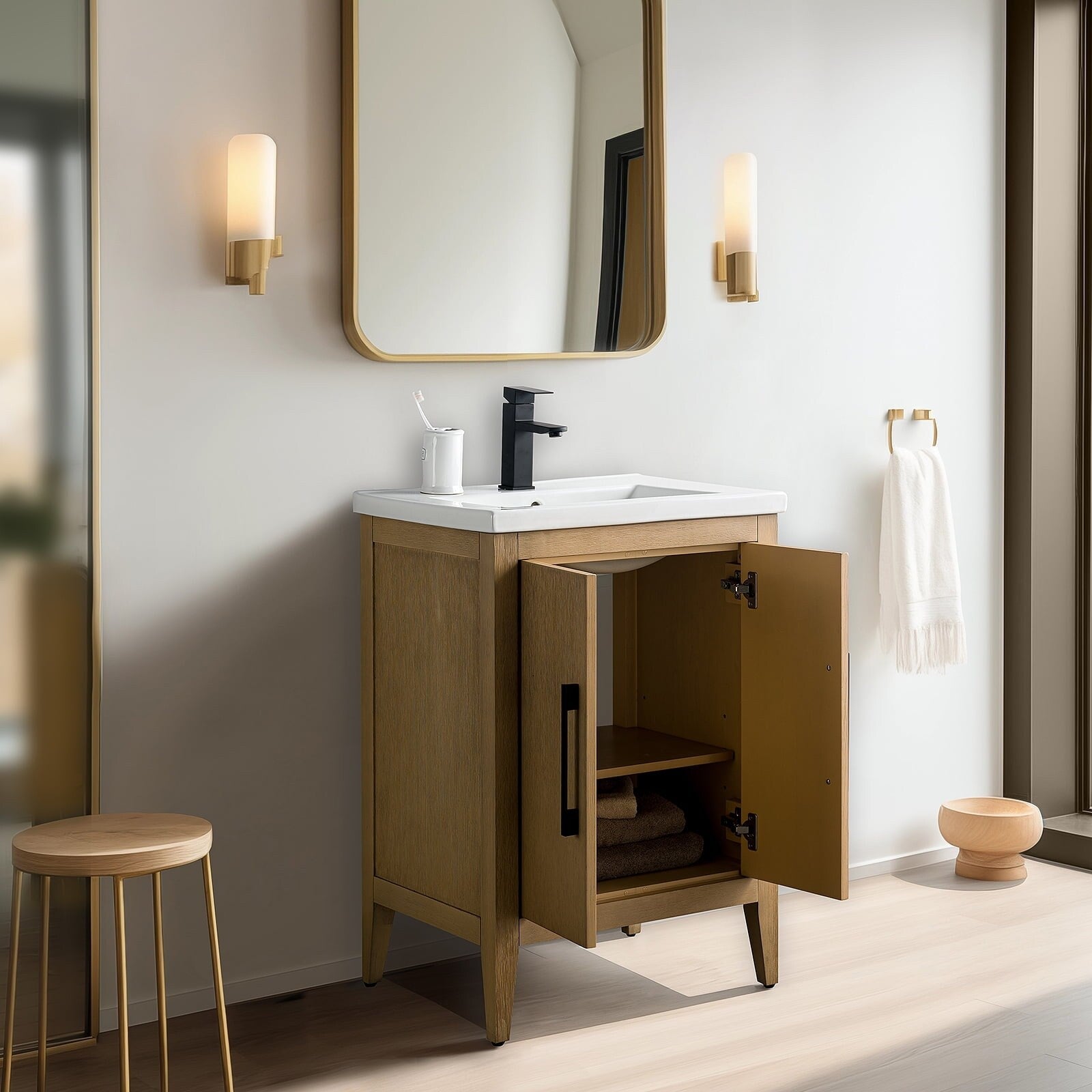 Meuble-lavabo simple Vanity Art 20, 24 ou 30 avec dessus en céramique