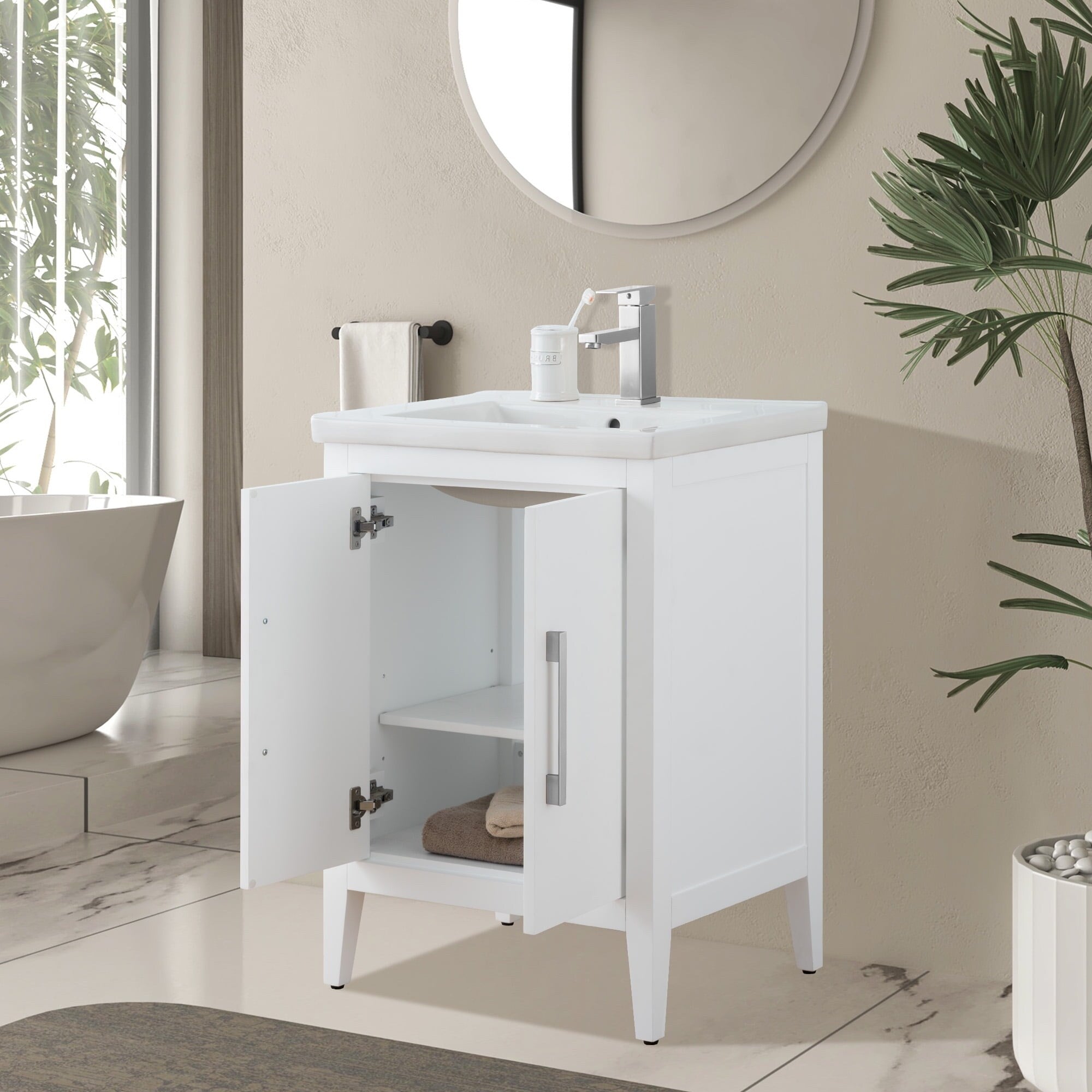 Meuble-lavabo simple Vanity Art 20, 24 ou 30 avec dessus en céramique