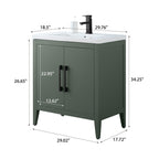Meuble-lavabo simple Vanity Art 20, 24 ou 30 avec dessus en céramique