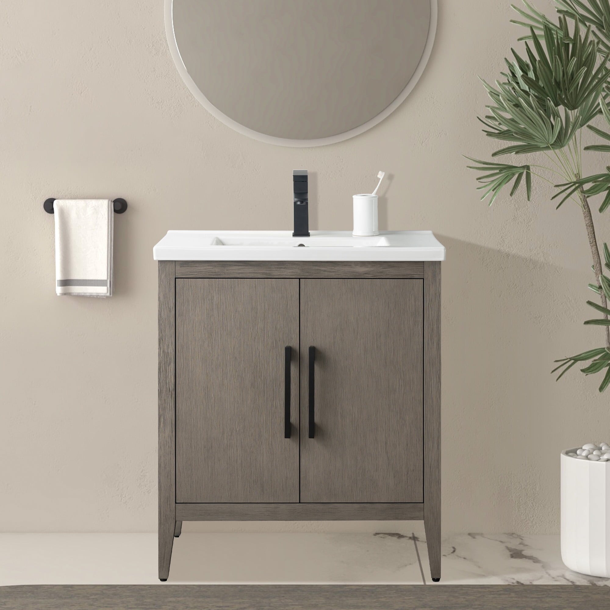 Meuble-lavabo simple Vanity Art 20, 24 ou 30 avec dessus en céramique