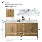 Meuble-lavabo double vasque Vanity Art 72 avec plateau en marbre reconstitué