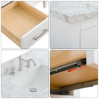 Meuble-lavabo double vasque Vanity Art 72 avec plateau en marbre reconstitué